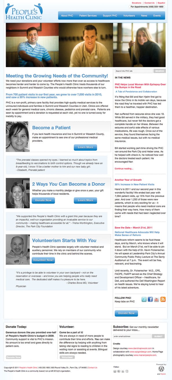 Portfolio Sample for People's Health Clinic