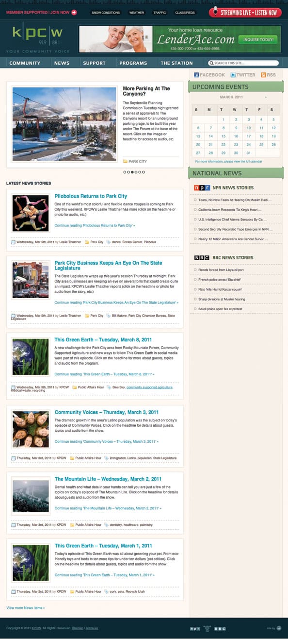 Portfolio Sample for KPCW Public Radio