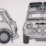 Technical drawings of a Mini - made to look a little yesteryear