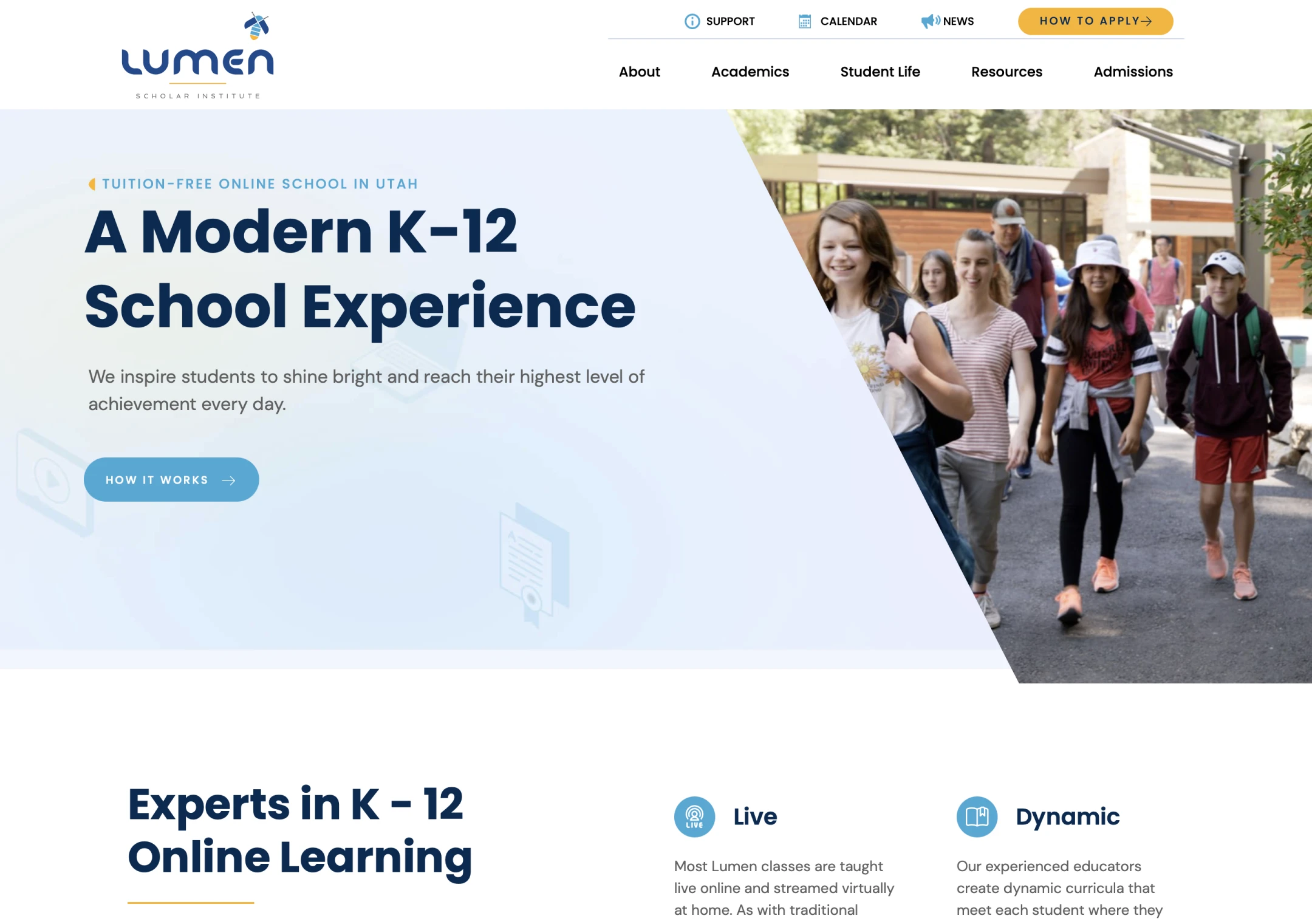 Lumen Scholar website desktop view of home page