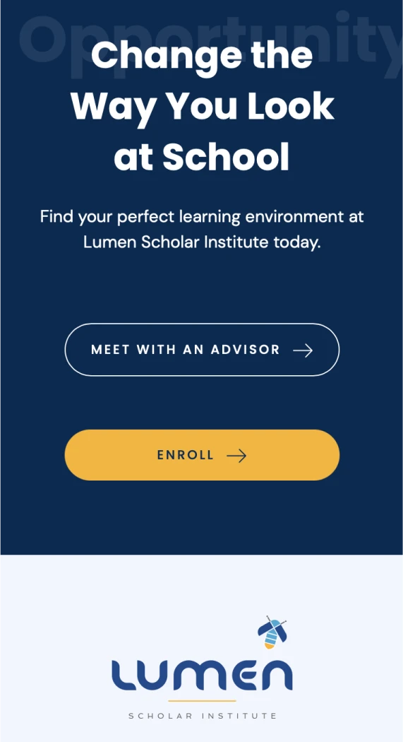 Lumen Scholar website mobile view of interior page.