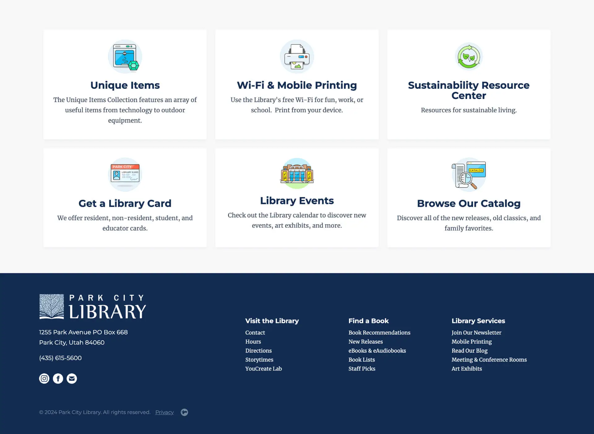 park city library homepage screenshot 3