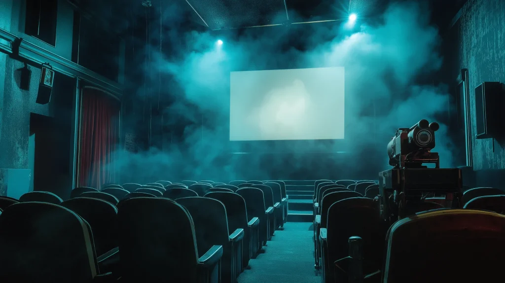 AI generated image of an empty movie theater