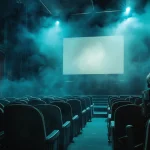 AI generated image of an empty movie theater