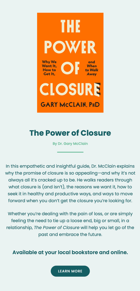 Power of Closure website mobile view - Gary's book The Power of Closure