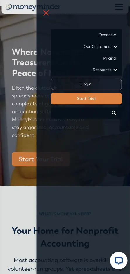 mm-mobile-menu mobile view of moneyminder mobile menu while open