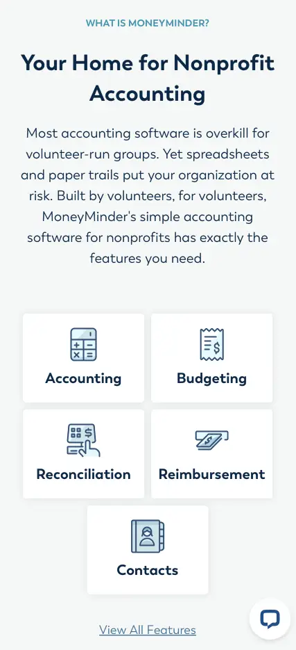 mm-services-screen mobile view of some intro text and 5 boxes with icons linking to various other areas of the website.