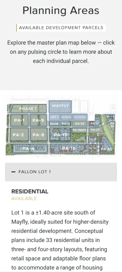 Urban Farm planning page mobile view