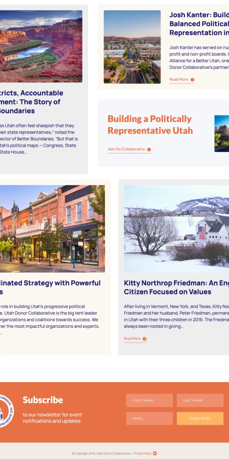 Utah Donor Collective website — overview and footer