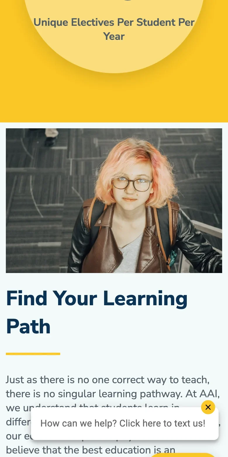 American Academy of Innovation website — mobile view