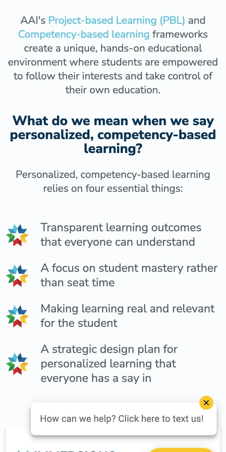 American Academy of Innovation website — mobile view