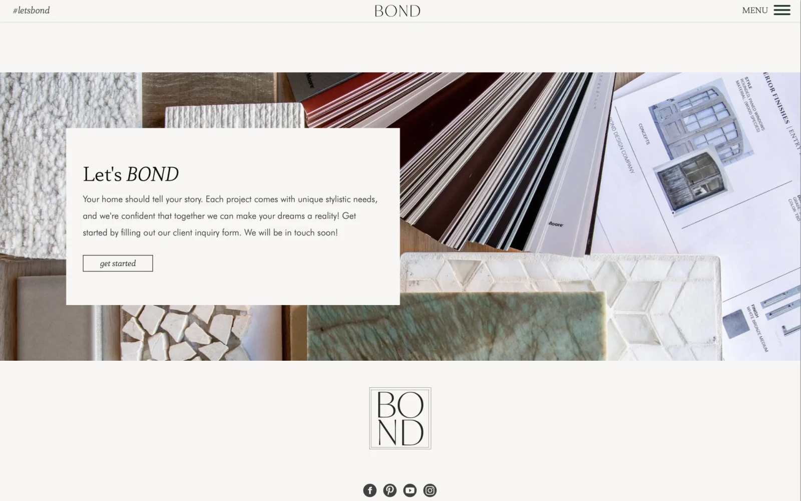 Bond Design Company website — interior page, desktop view