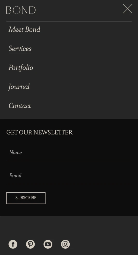 Bond Design Company website — mobile view