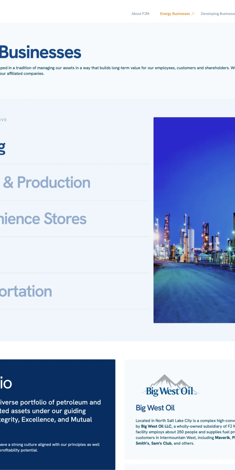 FJ Management website — Energy page