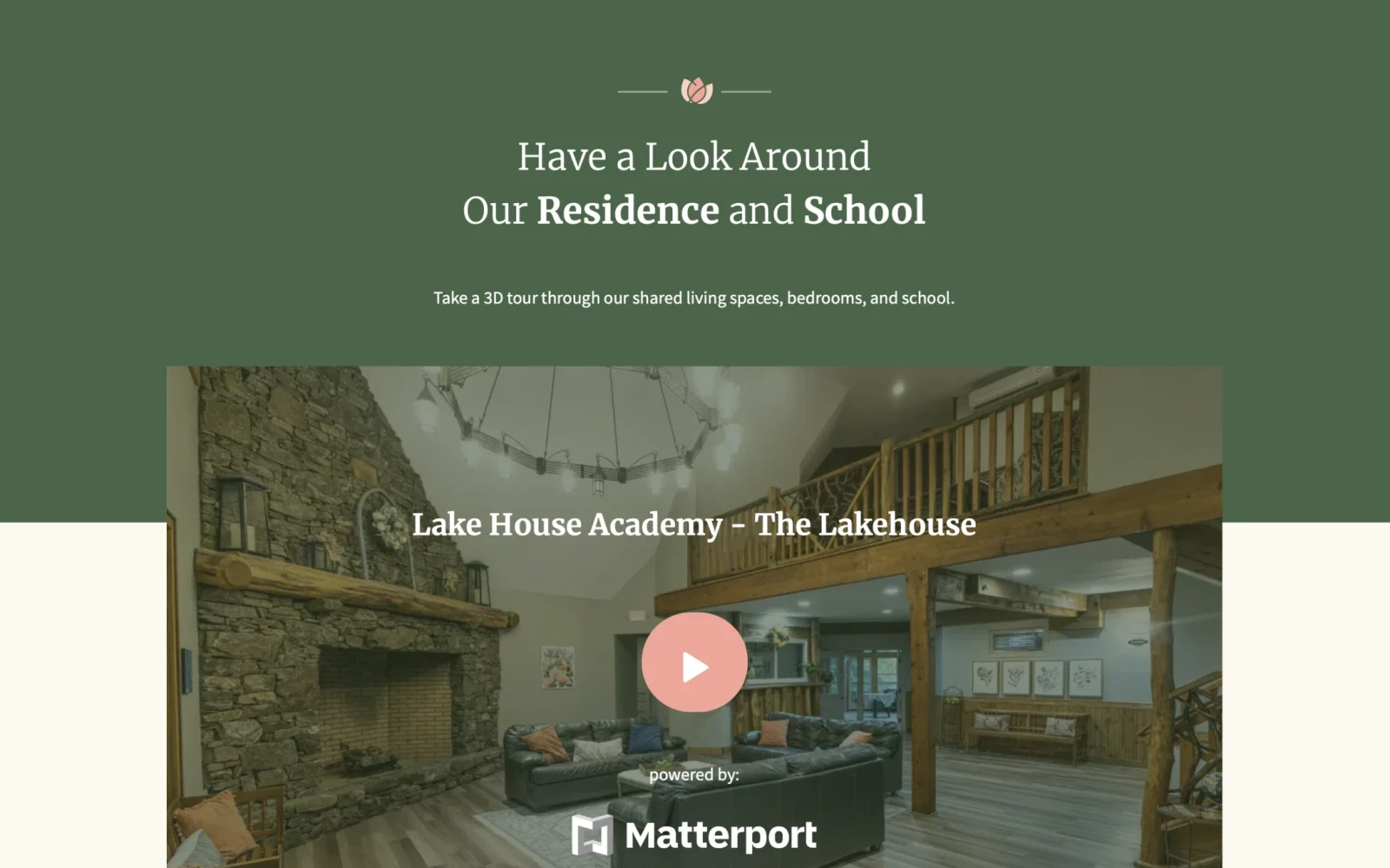 Lake House Academy website — tablet view