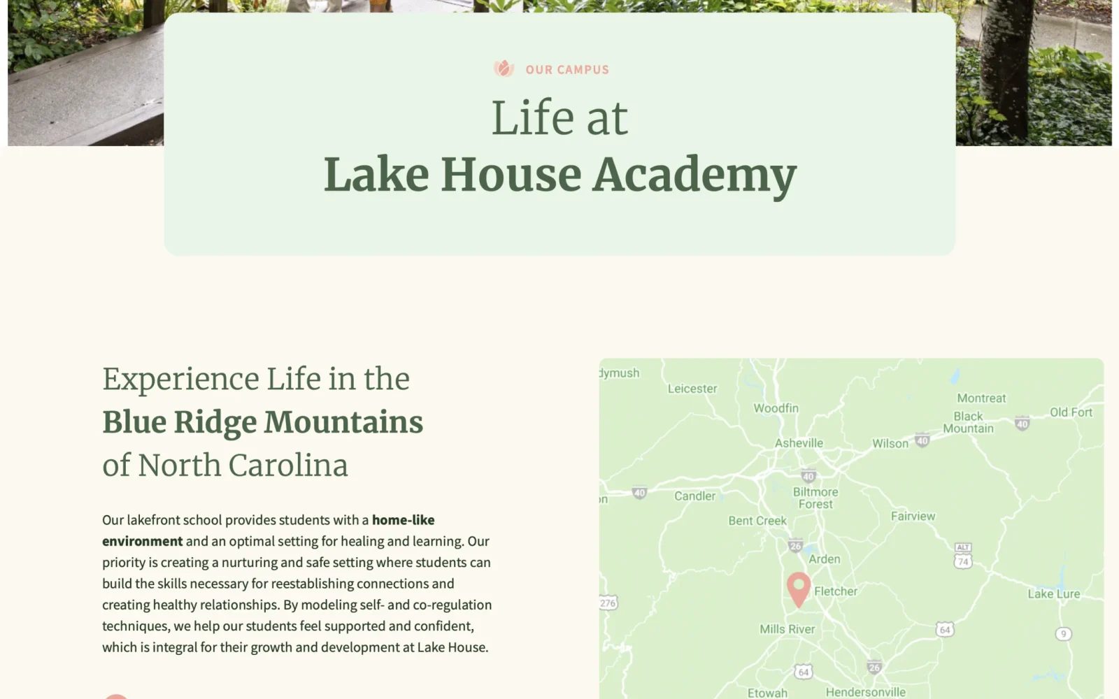 Lake House Academy website — Life at Lake House page