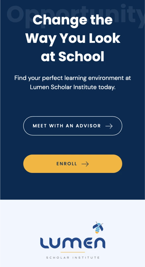 Lumen Scholar Institute website — mobile view