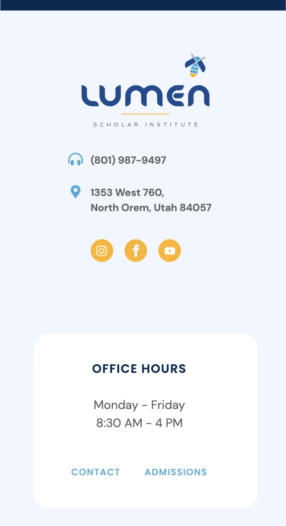 Lumen Scholar Institute website — mobile view