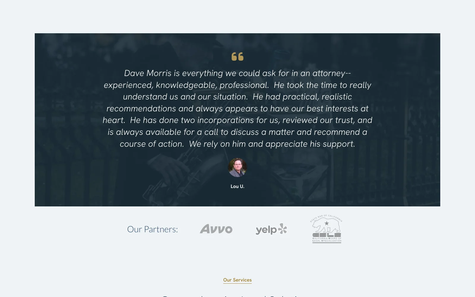 Morris Legacy Law website homepage — desktop view