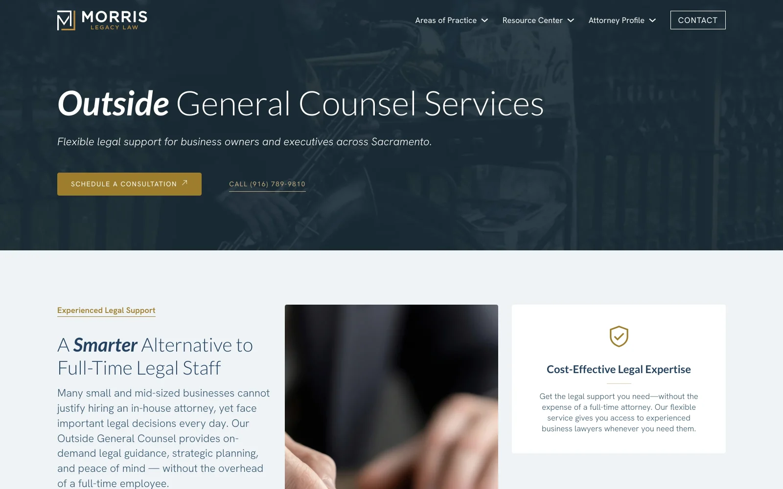 Morris Legacy Law website — Outside General Counsel page