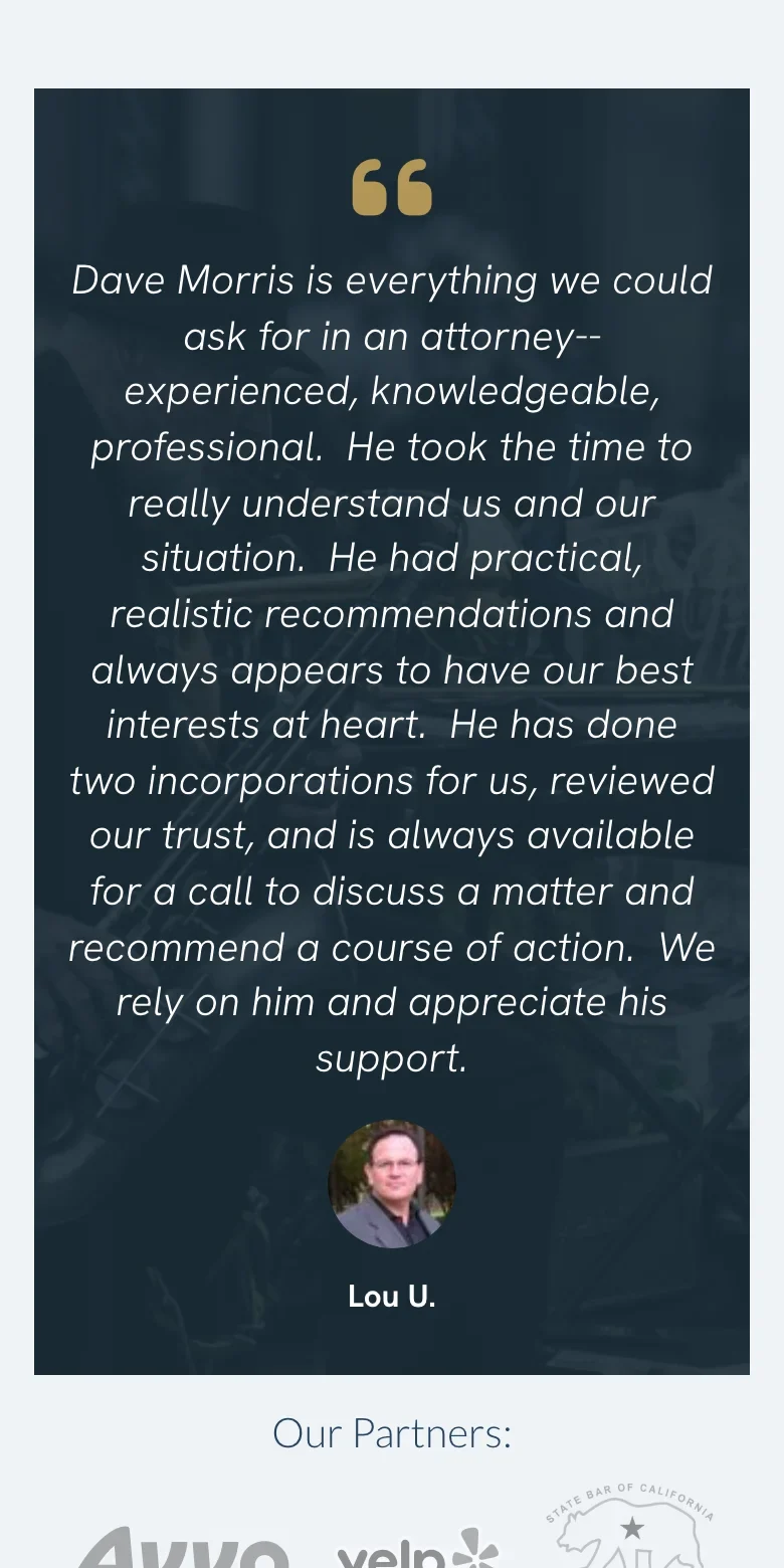 Morris Legacy Law website — mobile view