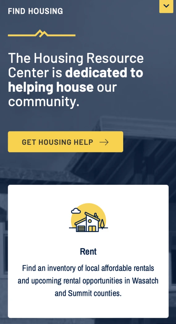 Mountainlands Community Housing Trust website — mobile view