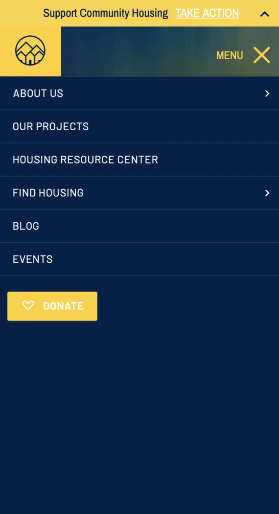 Mountainlands Community Housing Trust website — mobile view