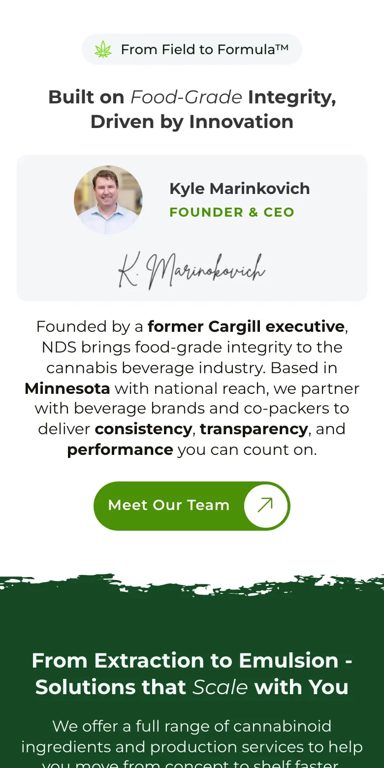 Northern Diversified website — mobile view