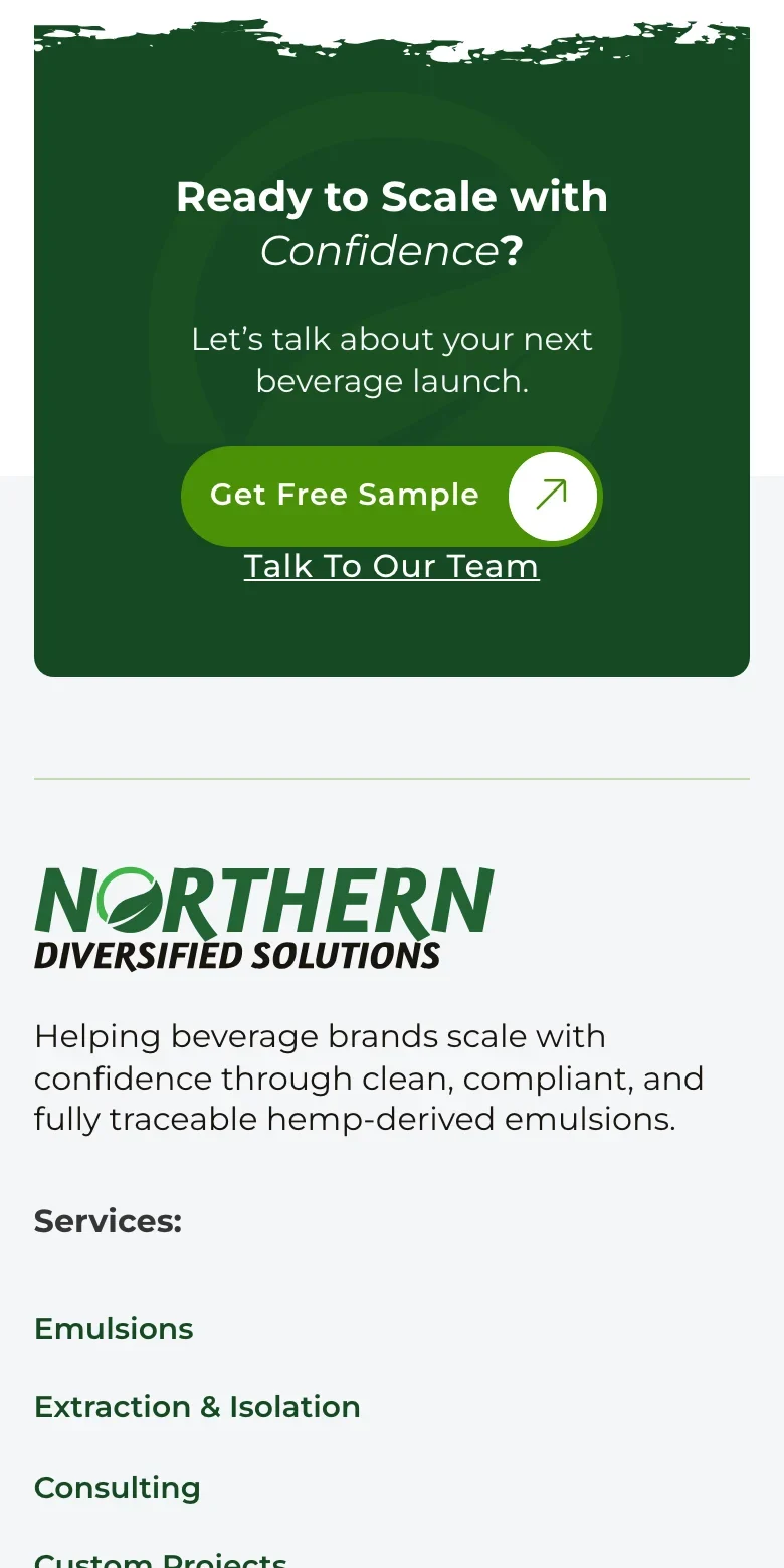 Northern Diversified website — mobile view