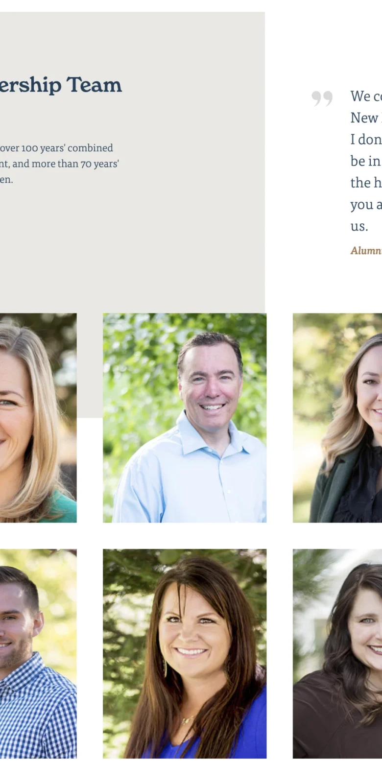New Haven website — Leadership page, desktop view