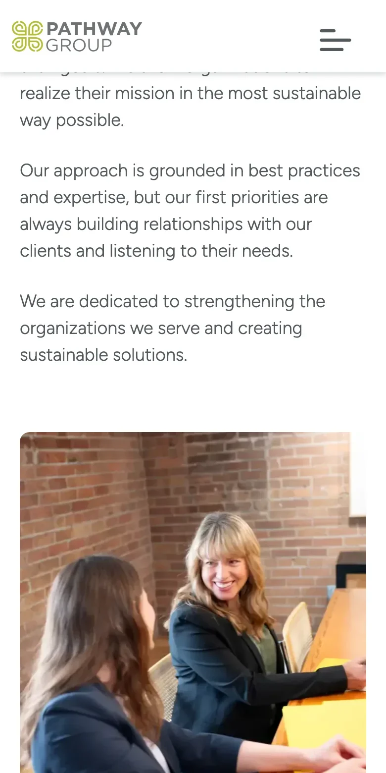 Pathway Group website — mobile view