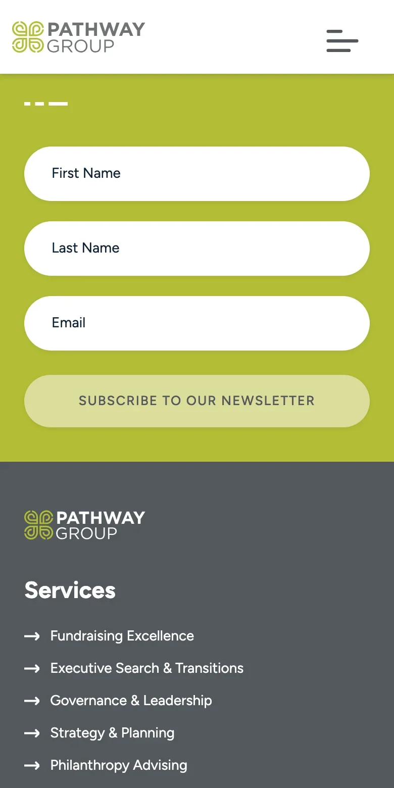 Pathway Group website — mobile view