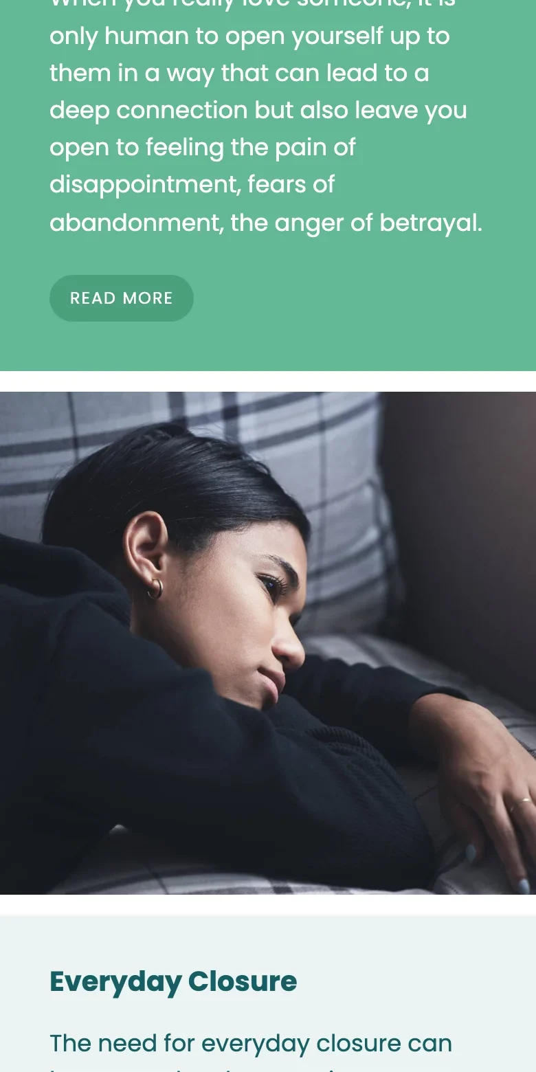 Power of Closure website — mobile view