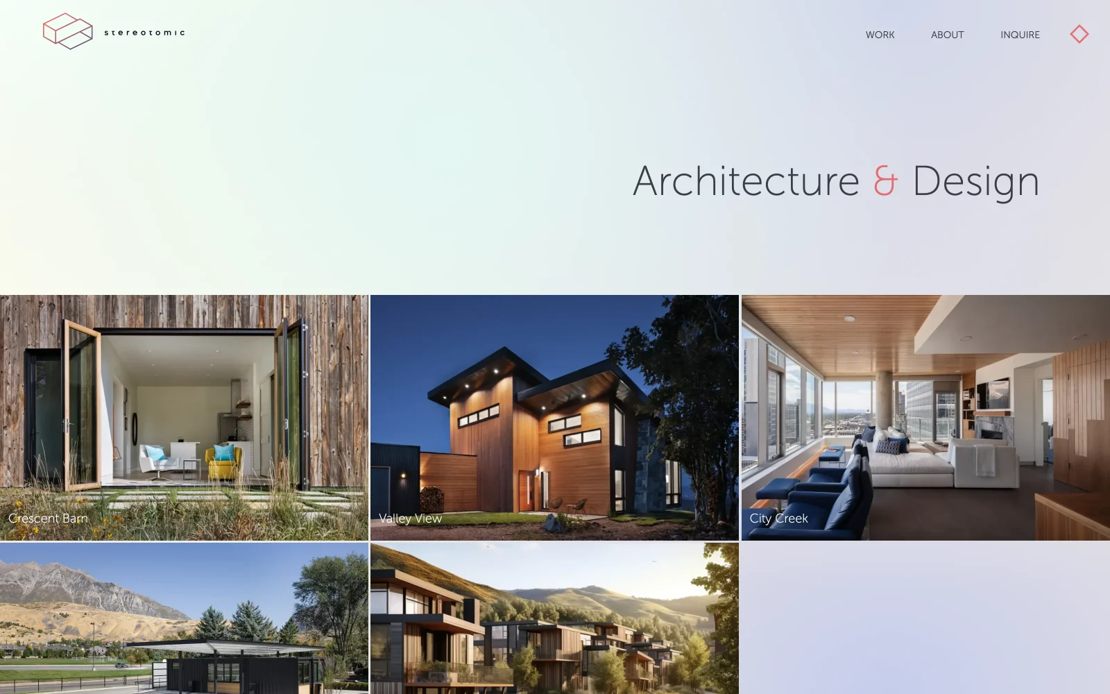 Stereotomic website — Work page