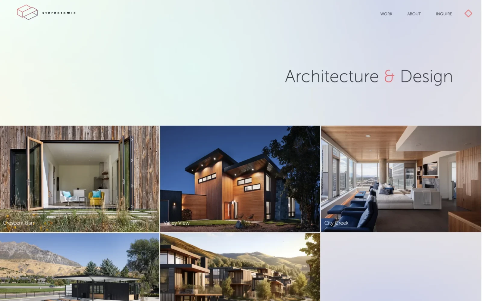 Stereotomic website — Work page