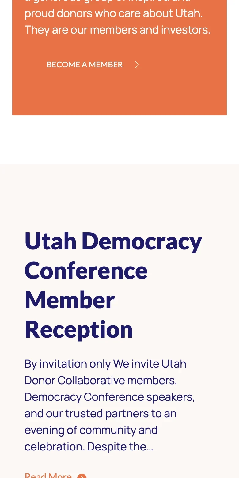 Utah Donor Collective website — mobile view