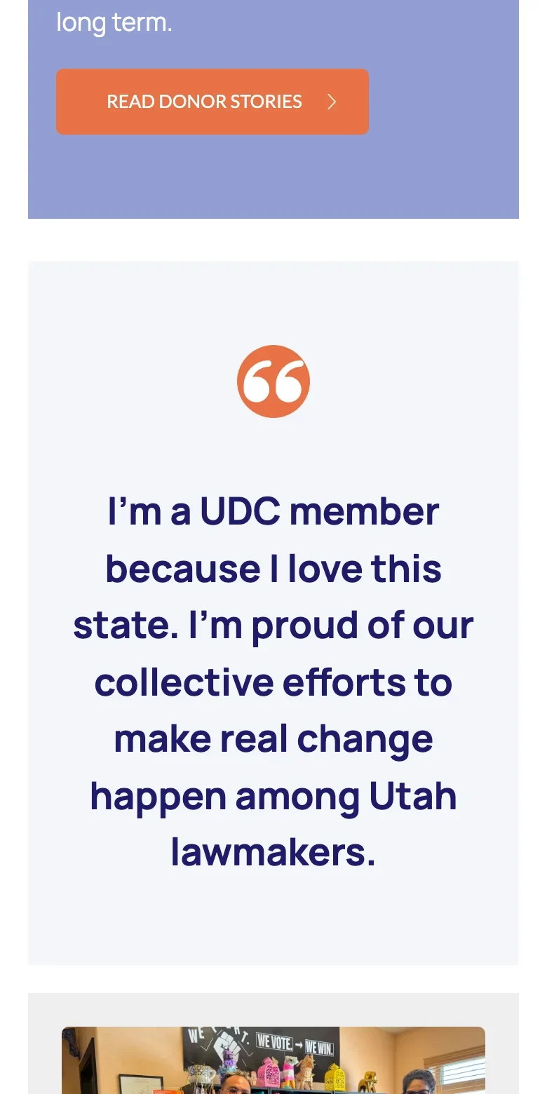 Utah Donor Collective website — mobile view
