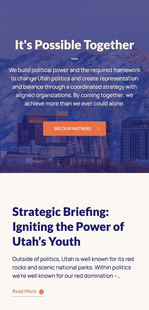 Utah Donor Collective website — mobile view