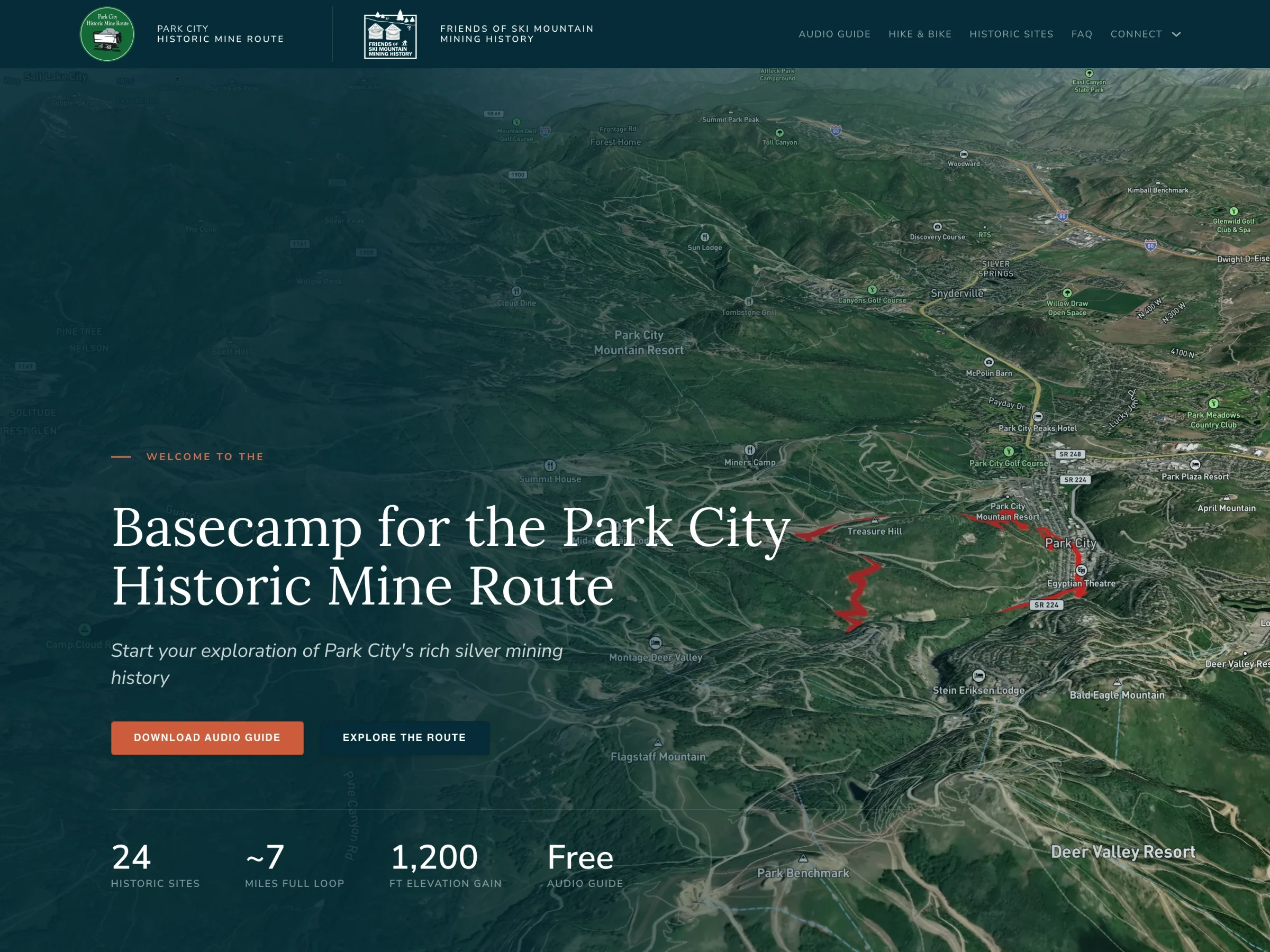Historic Mine Route Home Page - Desktop view